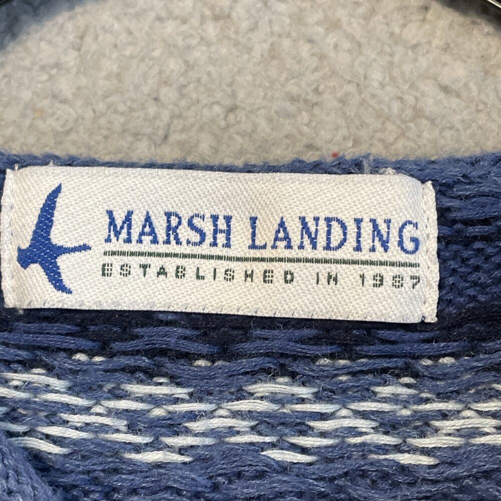 Marsh Landing Blues Women's Pullover Sweater Geometric Crew Neck Blue M VTG - Picture 6 of 14